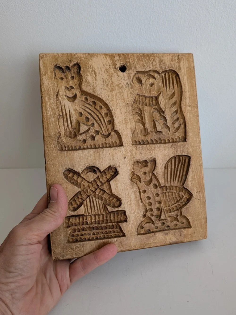 Carved wooden Dutch Cookie / Butter Mold Springerle Specula's Animal Windmill